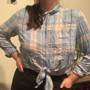 Blue and Pink Plaid Top
